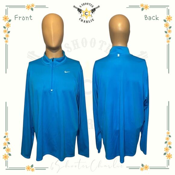 Nike Running Dri-Fit 1/4 Zip Jacket Mens Blue Sz XXL Athletic Pullover Mock Neck - Picture 1 of 7